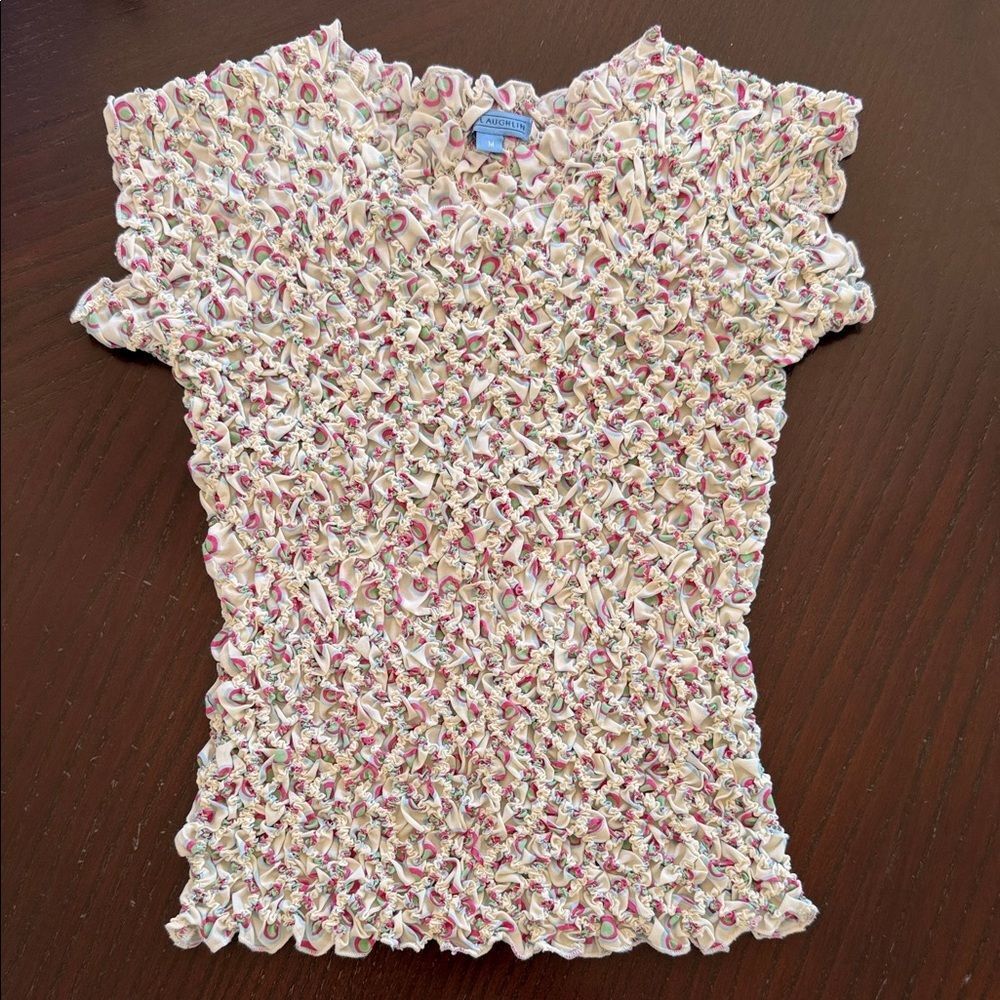J. McLaughlin Kids Ruffled Top in Cream and Pink